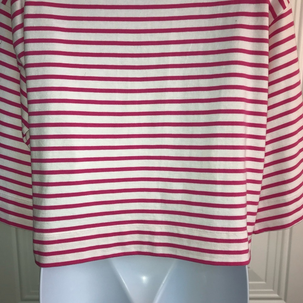 On 34th Women’s XS Cotton Fuchsia Pink Stripe boat neck wide 3/4 sleeve top NWT - Picture 9 of 13